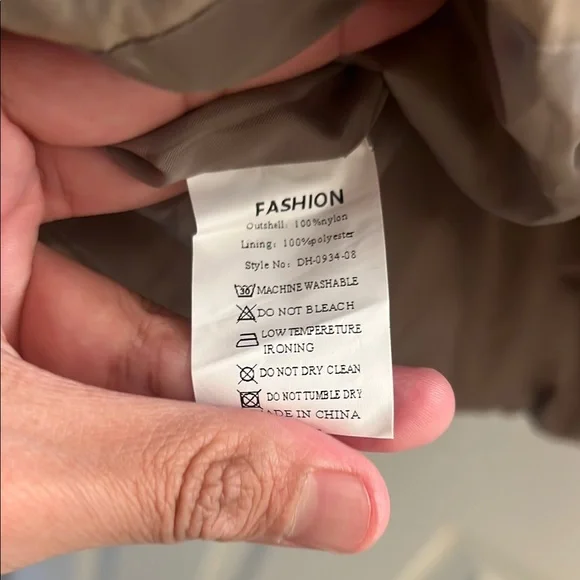 Tan Puffer Vest with Attached Hoodie - Picture 4 of 5